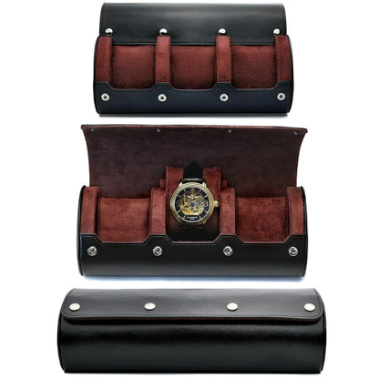 Watch Travel Case ,6 Slot Watch Roll Travel Case Organizer Display - PU Leather Watch Case - Watch Organizer for Men & Women